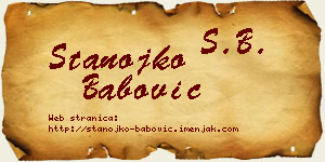 Stanojko Babović vizit kartica